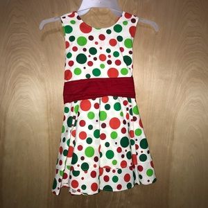 Blue House White Red & Green Polka Dot Dress Size 5